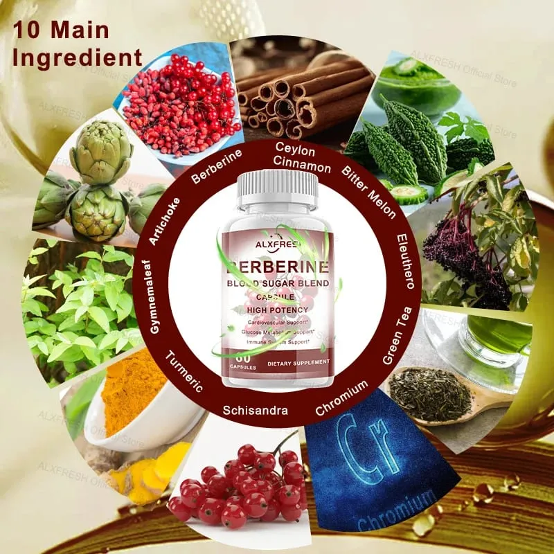 Berberine Capsules For Regulate Blood Sugar Improve Insulin Resistance Improve Blood Lipid Metabolism Support Intestinal Health