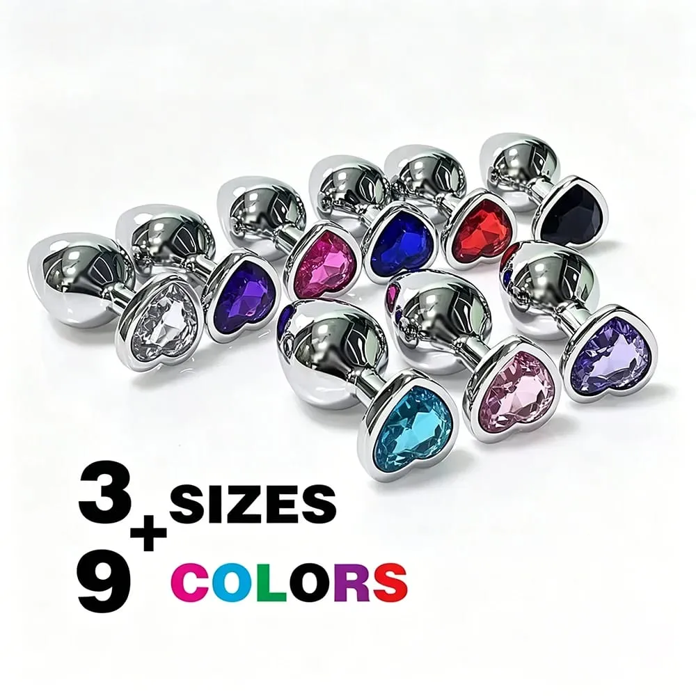 S/M/L Anal Plug Heart Shape Crystal Metal Anal Beads Butt Plug Prostate Massager Adult Gay Products Sex Toy Shop for Female Male — image 3