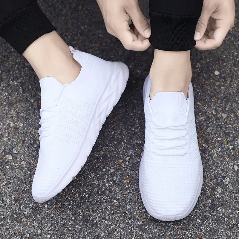 Men's Mesh Knit Walking Shoes No-Tie Elastic Slip-On Sneakers Breathable Lightweight Casual Athletic Shoes — image 4