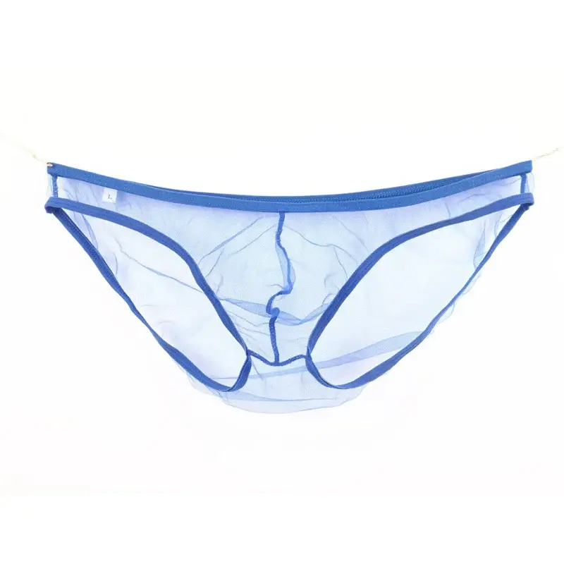 Men's Large Size Low Waist Mesh Briefs, Ultrathin Transparent Underwear, with U Convex Bag, Various Colors Available