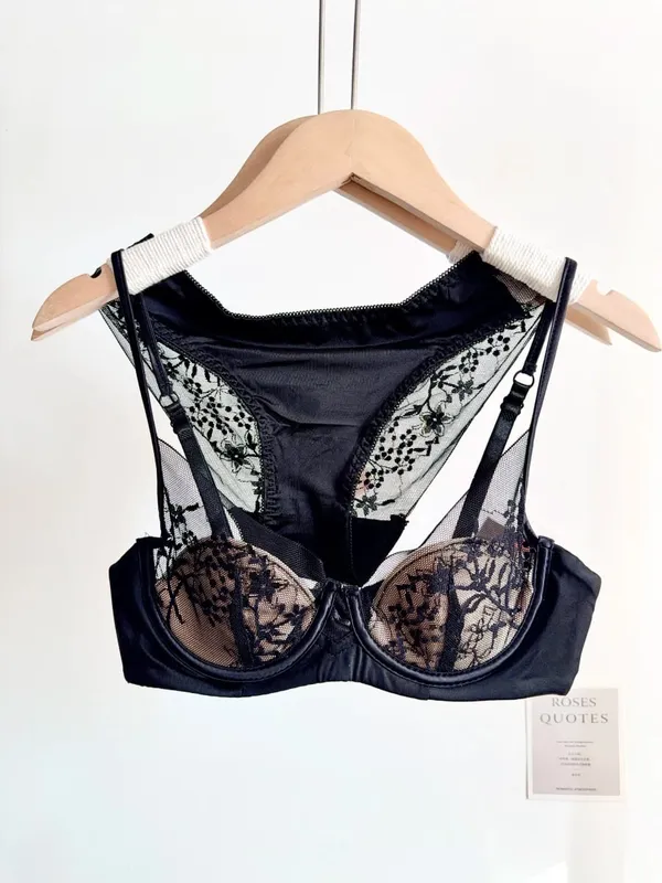 Women Lace Lingerie Set Soft Underwire Thin Cup Push‑Up Bra Panty Kit Comfort Intimates For Small Bust S-XL Daily Wear Underwear — image 9