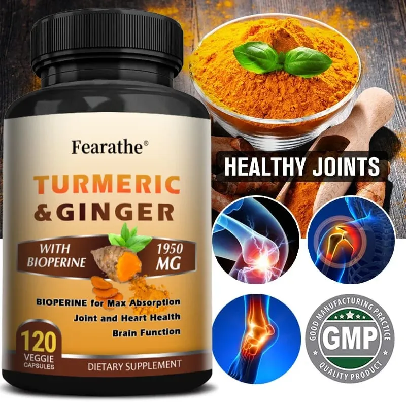 Organic Turmeric Curcumin 1500mg Capsules with Ginger & Black Pepper Support Joint Muscle Digestive & Immune Wellness — image 1