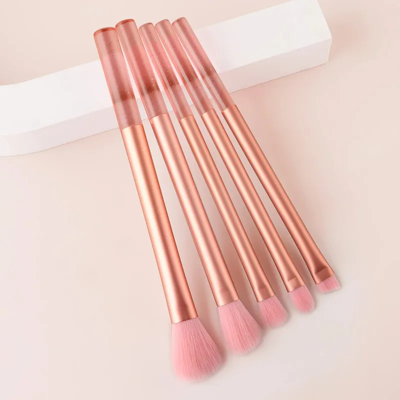 5Pcs Transparent Glitter Rod Cosmetic Brushes Multi-function Blush Powder Eyeshadow Brow Makeup Applicators