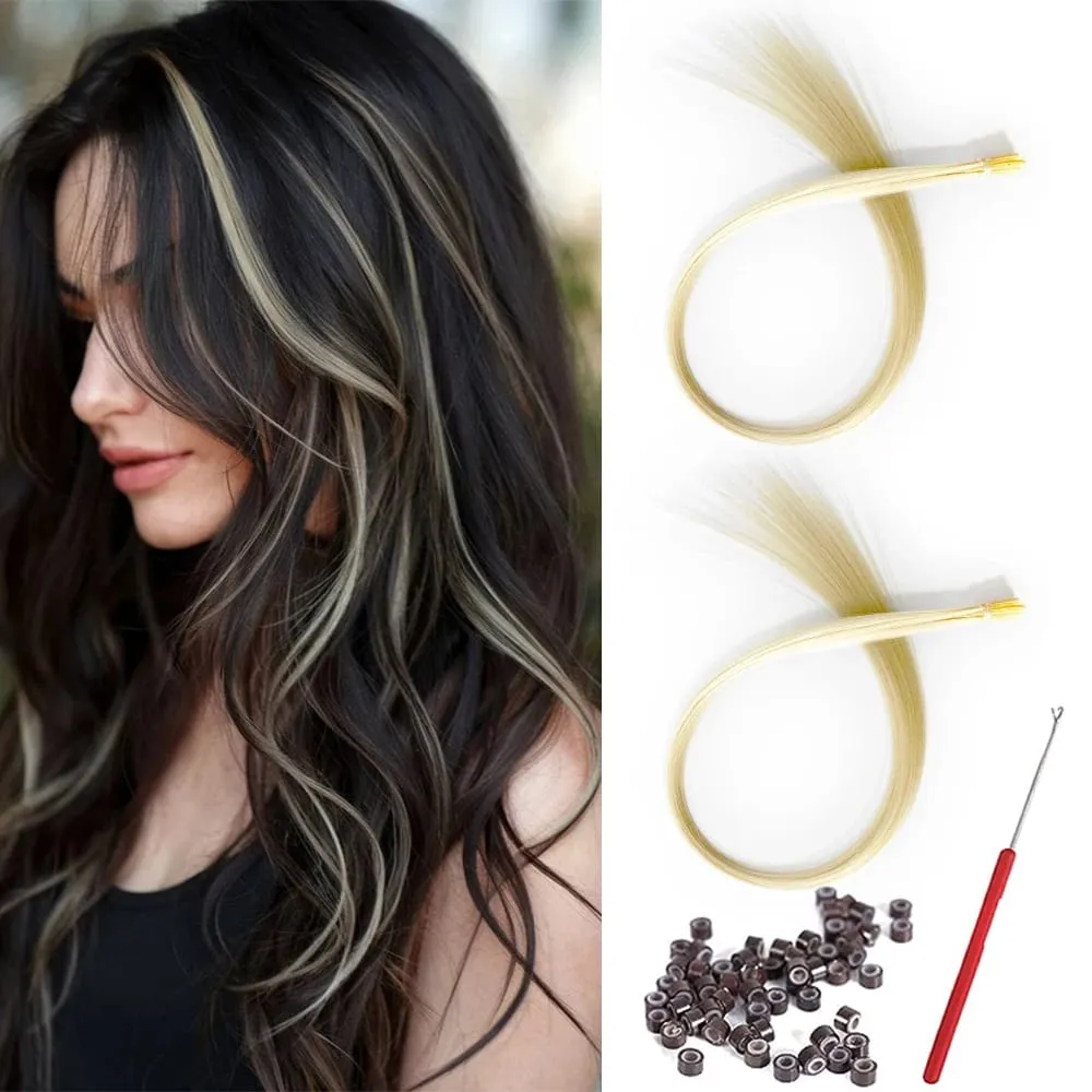 20 Strands Synthetic I-Tip Fusion Hair Extensions Party Colors 16" Straight Heat Resistant Highlight Feather Hairpieces Festival — image 12
