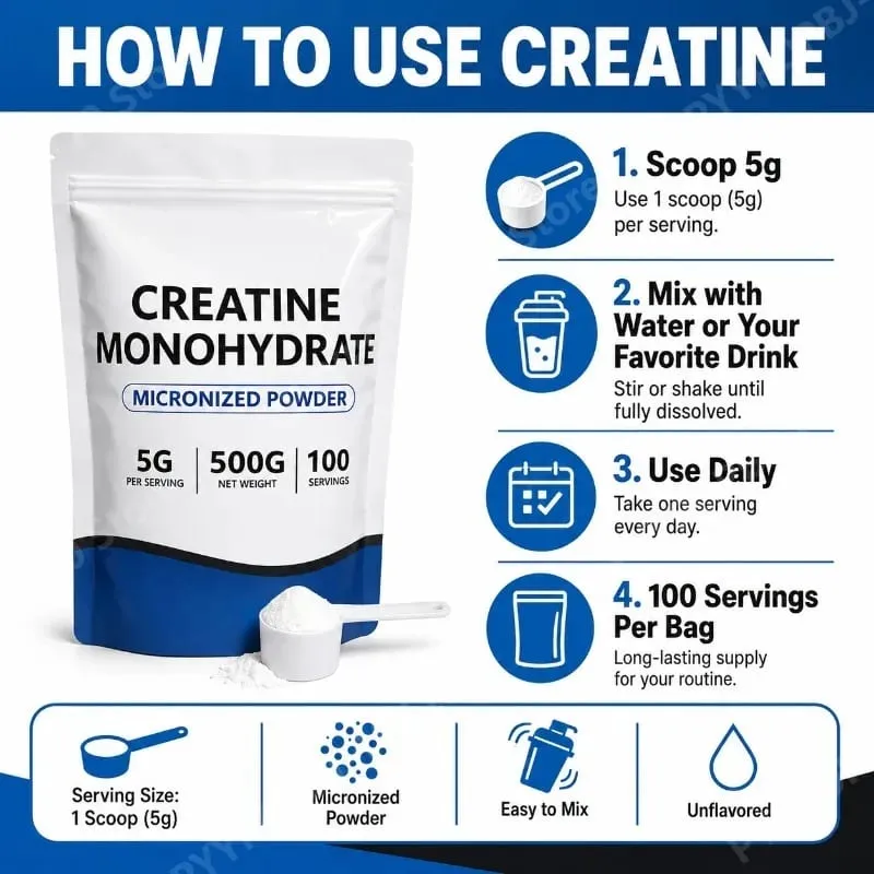 Creatine Monohydrate Micronized Powder Unflavored 5g 500g 100 Servings Third-Party Tested Performance Recovery Support GMO-Free — image 5