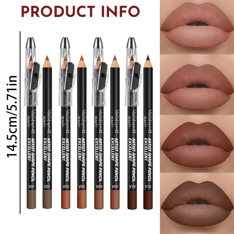 4 Piece Brown Shades Lip Liner Set Matte Waterproof Compatible with Various Lip Glosses and Lipsticks Portable Bag Size — image 5