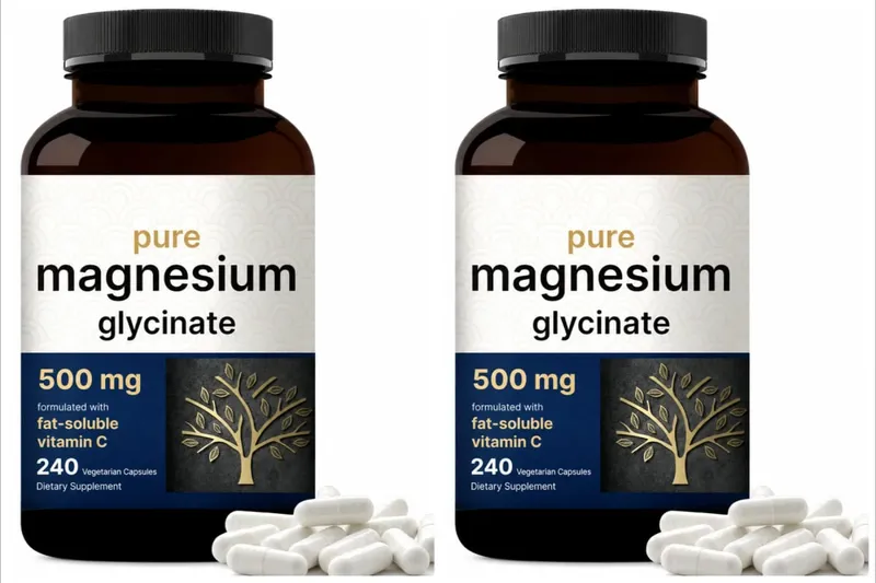 Pure Magnesium Glycinate 500mg Capsules with Vitamin C Supports Relaxation Muscle Nerve Health Bone Support 240 Capsules — image 8