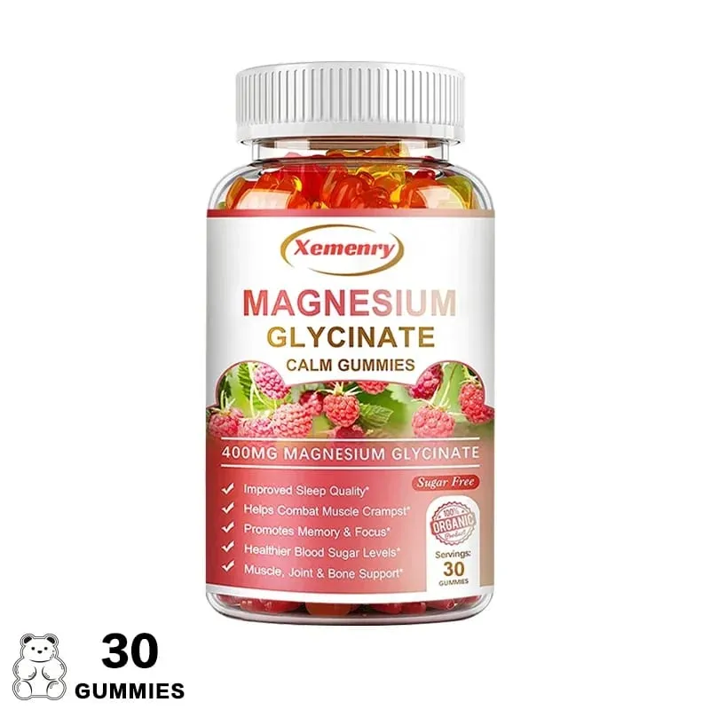 Γλυκινικό μαγνήσιο Gummies Calm Ανακουφίζει από το στρες Υποστήριξη ύπνου Υποστήριξη Μνήμης Συγκέντρωση και μυϊκοί σπασμοί