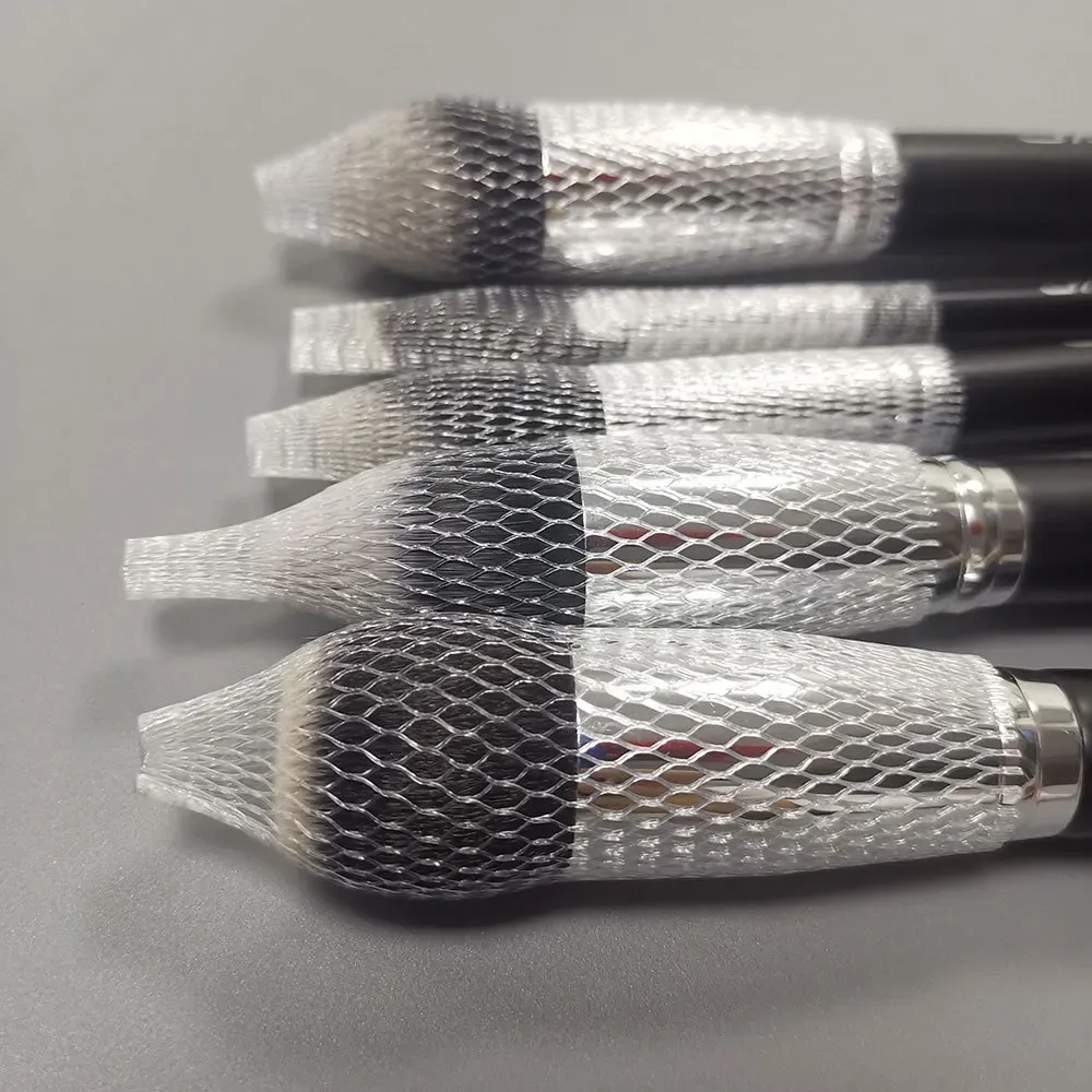 50 pçs pincéis de maquiagem protetores de malha capa beleza malha elástica rede protetora maquiagem cosméticos kits de ferramentas escova net caneta capa