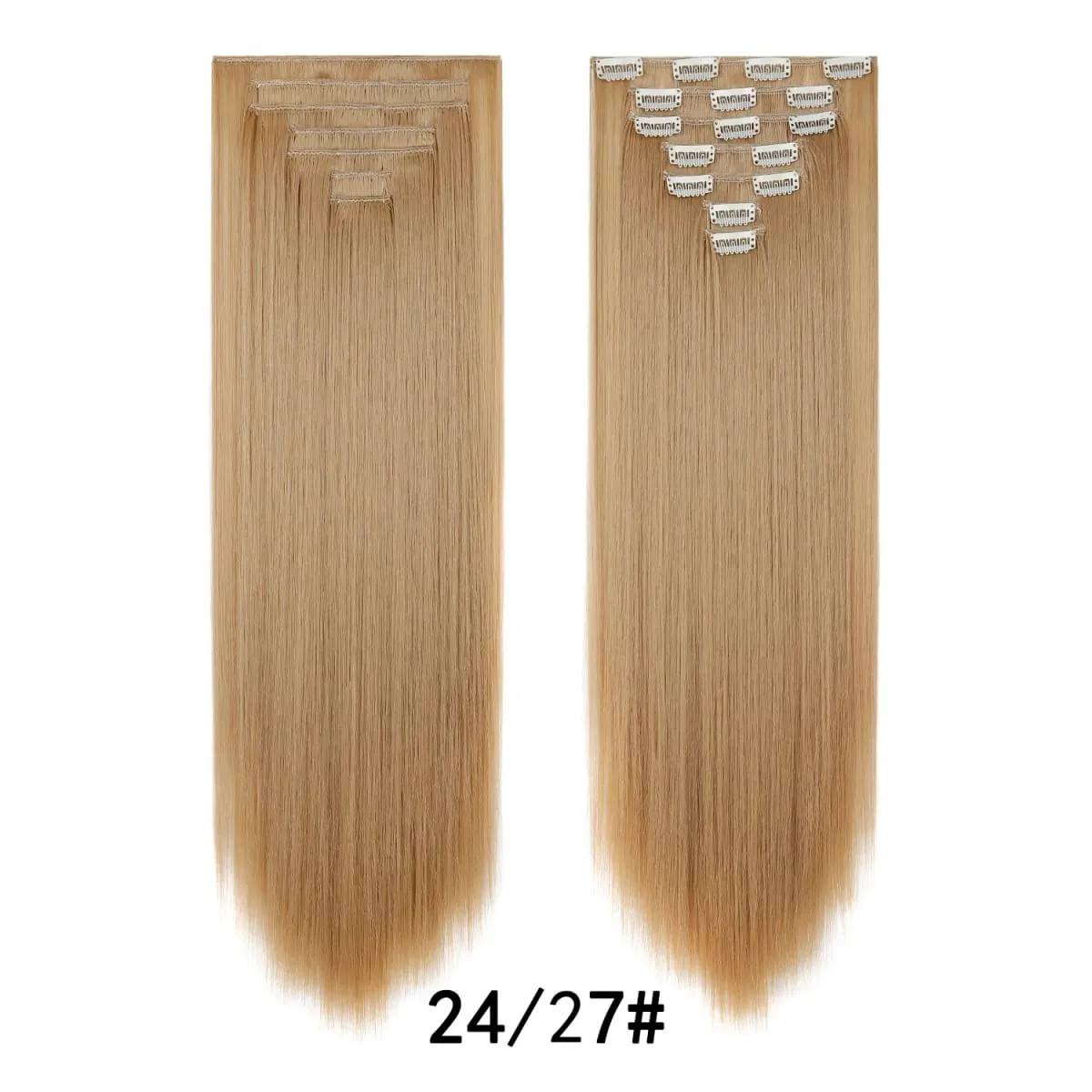 24 Inch Clip-in Hair Extensions 7 Pcs Long Straight Synthetic Hair Extensions Invisible Clip-ins Hairpieces for Women Daily — image 11