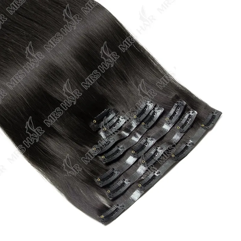 Human Hair Invisible PU Clip In Extensions Injected PU Tape Weft 7Pcs/set 12-24inch 100G 120G Clip On Hair Comfortable Wear