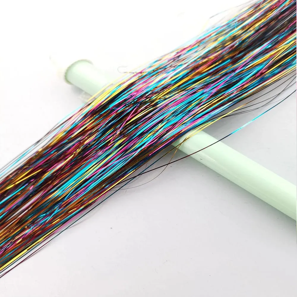 Rainbow Colored Sparkle Synthetic Hair Tinsel 36/48 Inch Girls Headwear Laser False Hair Extensions Glitter Decor Strands — image 1