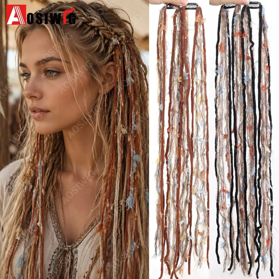 Colorful Rope Braided Hair Clip In Extensions Black Natural Hair Dreadlock Hair Pieces Bohemian Hair Accessories For Women Daily — image 2