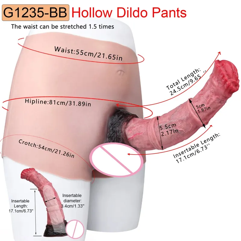 Silicone Strapon Hollow Penis Panties Ultra Real Penis Sleeve насадка на член 18+ Male Cock Extender Adult Sex Toys — image 17