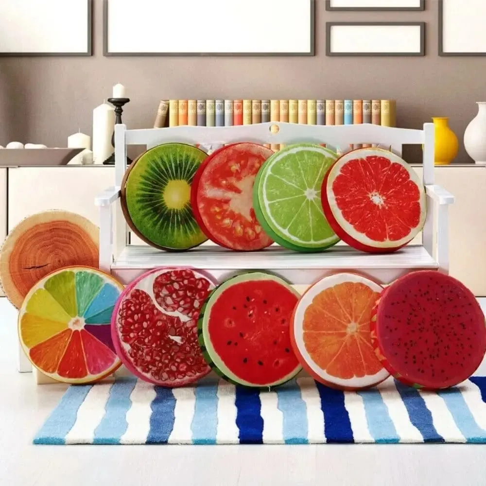 Oreiller de canapé doux pour la maternelle, coussins de siège en forme de fruits amusants, coussins de chaise, oreiller rond