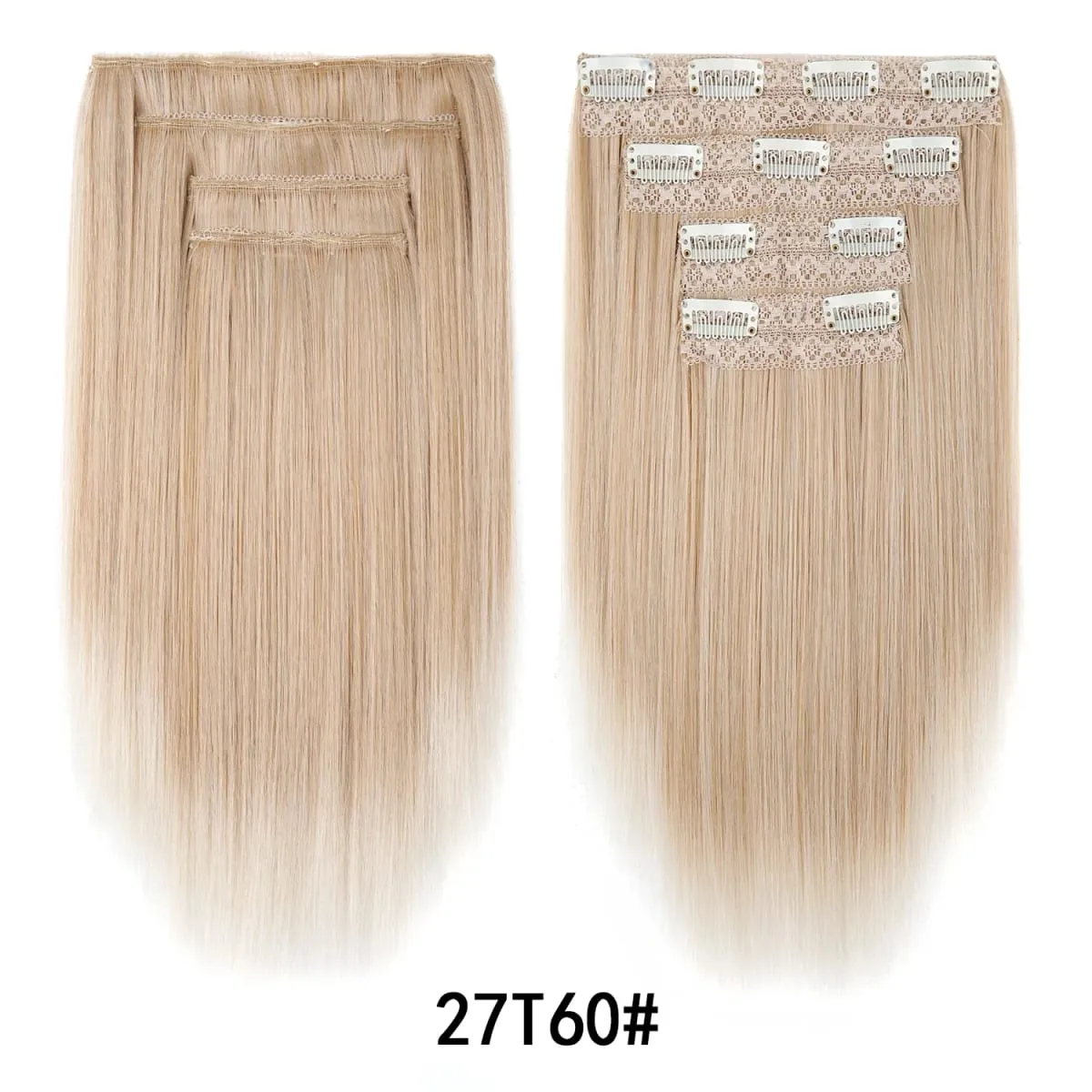 Clip In Hair Extensions 4Pcs/set Full Head 12 Inch Straight Short Synthetic Highlight Hair Extensions For Women Daily Use