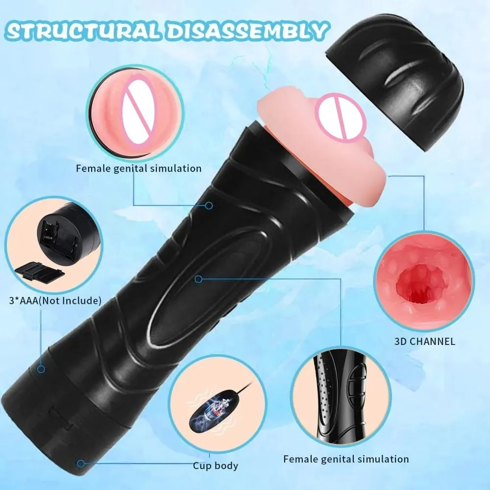 Male Masturbator Sucking Rotation Endurance Exercise Flesh Like LIght Vibratin 2-in-1 Masturbaror Parar Hombre Sex Toys for Men