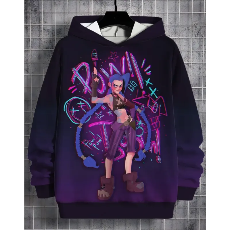 2026 Arcane Jinx Anime 3D Print All Seasons Children Casual Sweatshirt Cool Pullover Tops Unisex Clothes Boy Hoodies Clothes — image 16