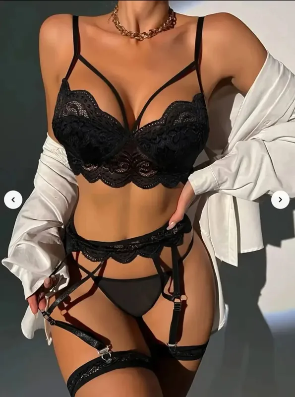 Erótico sexy sutiã de renda e calcinha conjunto roupa interior sutiã transparente conjuntos exóticos sexy tanga mulher pornô fantasia sensual lingerie de luxo — image 5