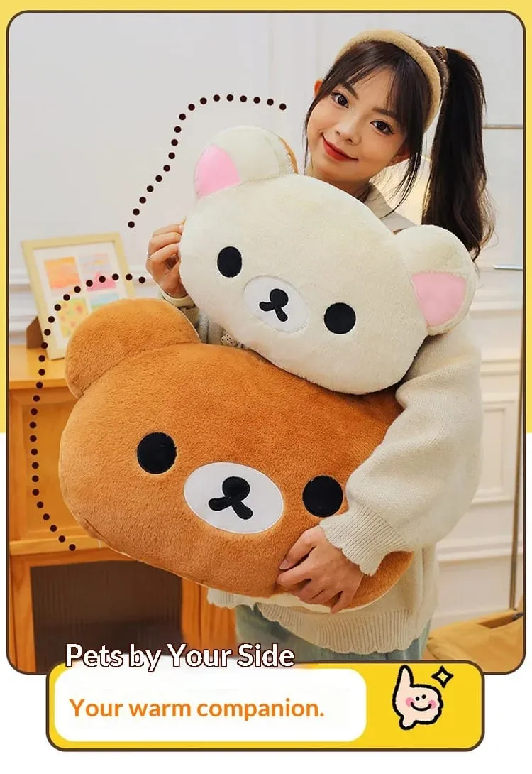 Best-Selling 40cm Kawaii Rilakkuma Plush Warm Hand Pillow Cartoon Bear Peluche Stuffed Toy Room Decorations Popular Gift — image 9