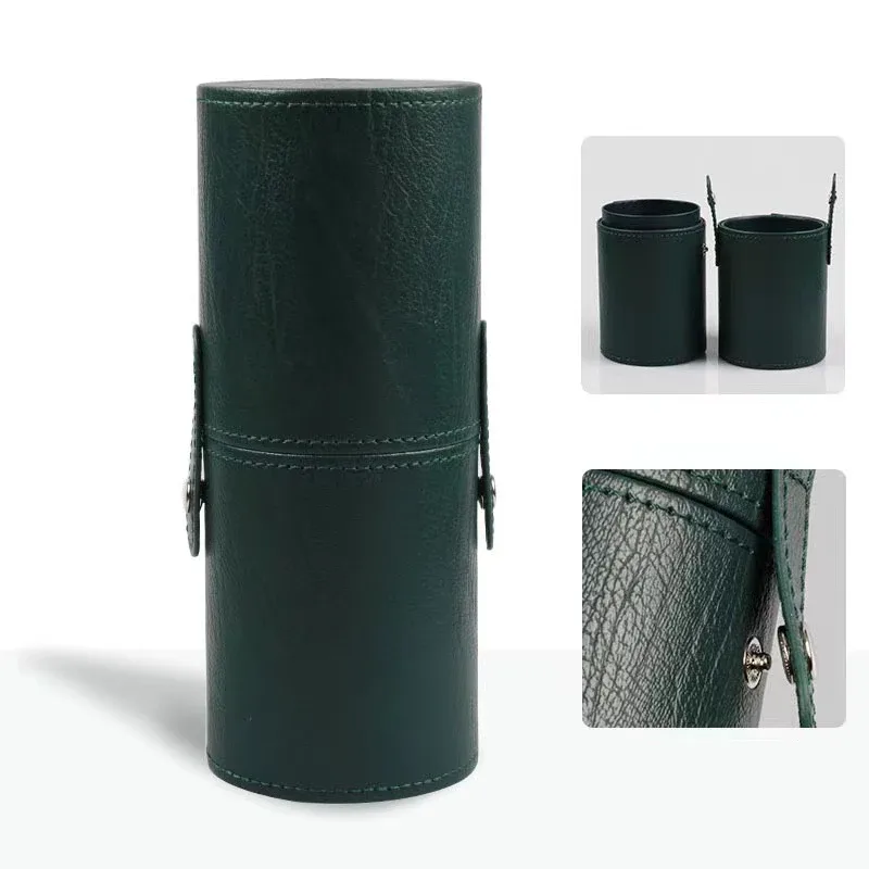Balde de escova de maquiagem de couro do plutônio portátil viagem saco cosmético multi-função à prova de poeira à prova ddustágua cilindro de escova de maquiagem — image 13