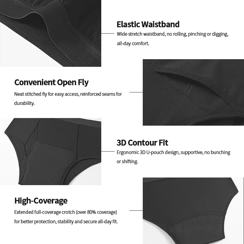 Leak-Proof Antibacterial Sanitary Cotton Men's Incontinence Briefs Absorbent Urinary Underwear Reusable Washable Berif