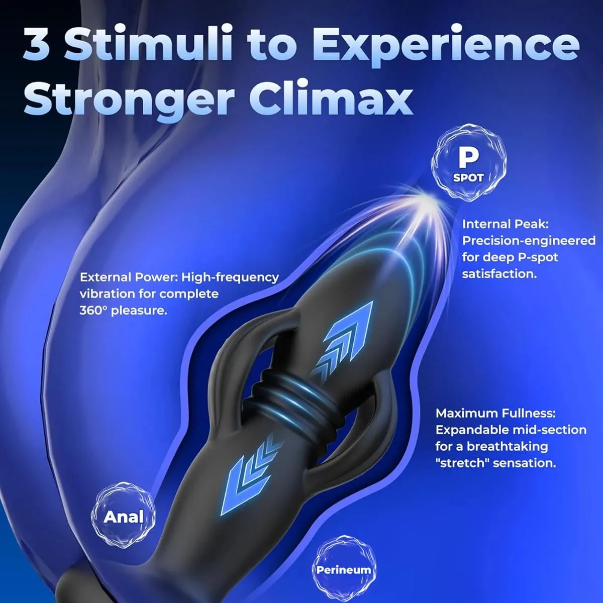 3-in-1 Telescopic & Expanding Anal Toys Butt Plug Prostate Massager Anal Plug Vibrator Male Sex Toys IPX7 Waterproof Thrusting — image 3