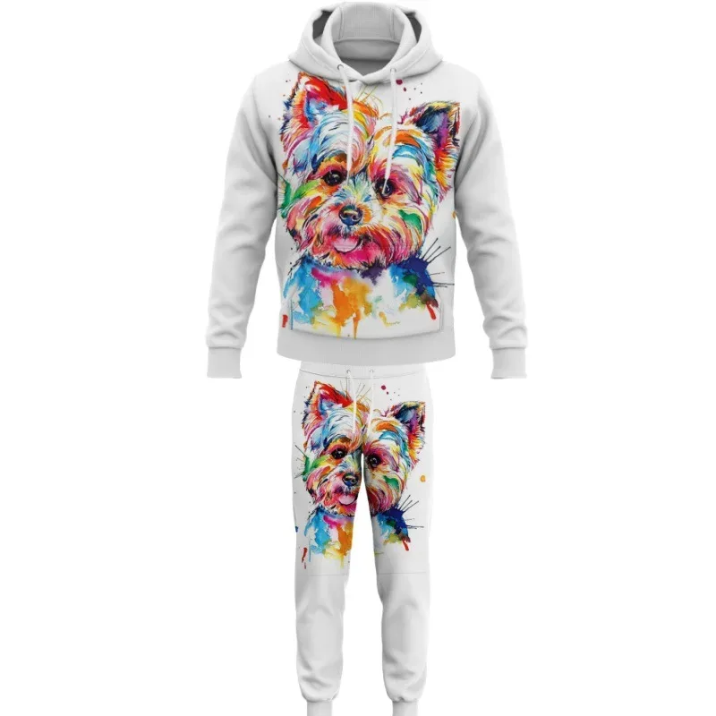 Fashion Animals Dog 3D Printed Autumn Hoodie Suit Men Sweatshirts Sweatpants Casual Two Piece Tracksuit Set Men's Clothing
