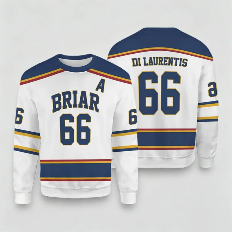 2026 New Off-Campus Briar University Hockey Print Pullover Unisex Casual Streetwear Graham 44 DI LAURENTIS 66 Cosplay Sweatshirt — image 6