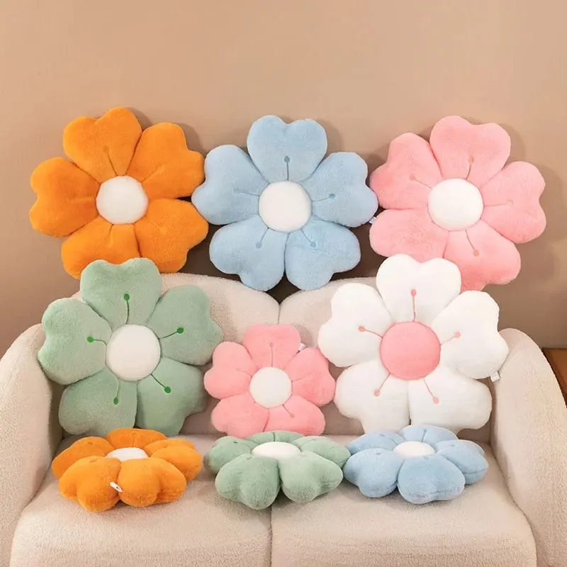 Plush Pillow Comfortable Daisy Flower Shaped - Cute Decorative Pad for Bed and Sofa Soft Polyester Fabric