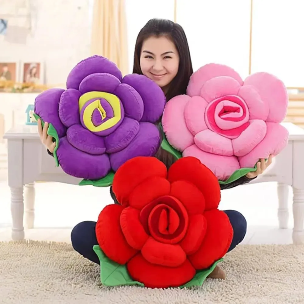 New Large Rose Shaped Pillow Plush Colorful Sofa Flower Cushion Simulated Car Interior Cushion Wedding Party Supplies — image 7