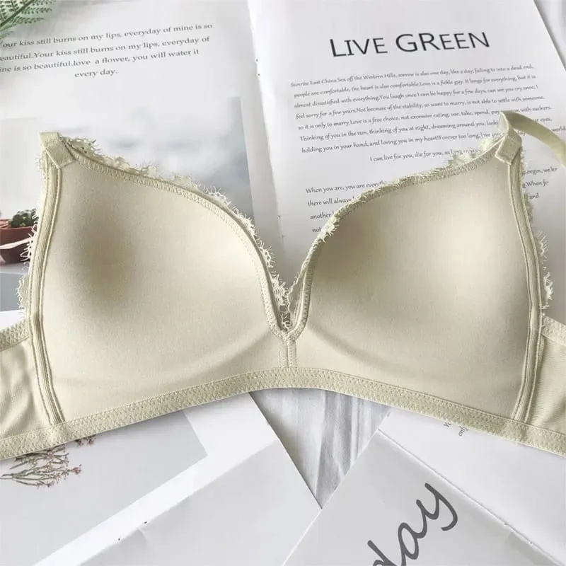Solid Color Glossy Lingerie Set Triangle Cup Bra & Panty Set Comfortable Non-Steel Ring Push Up Underwear — image 4