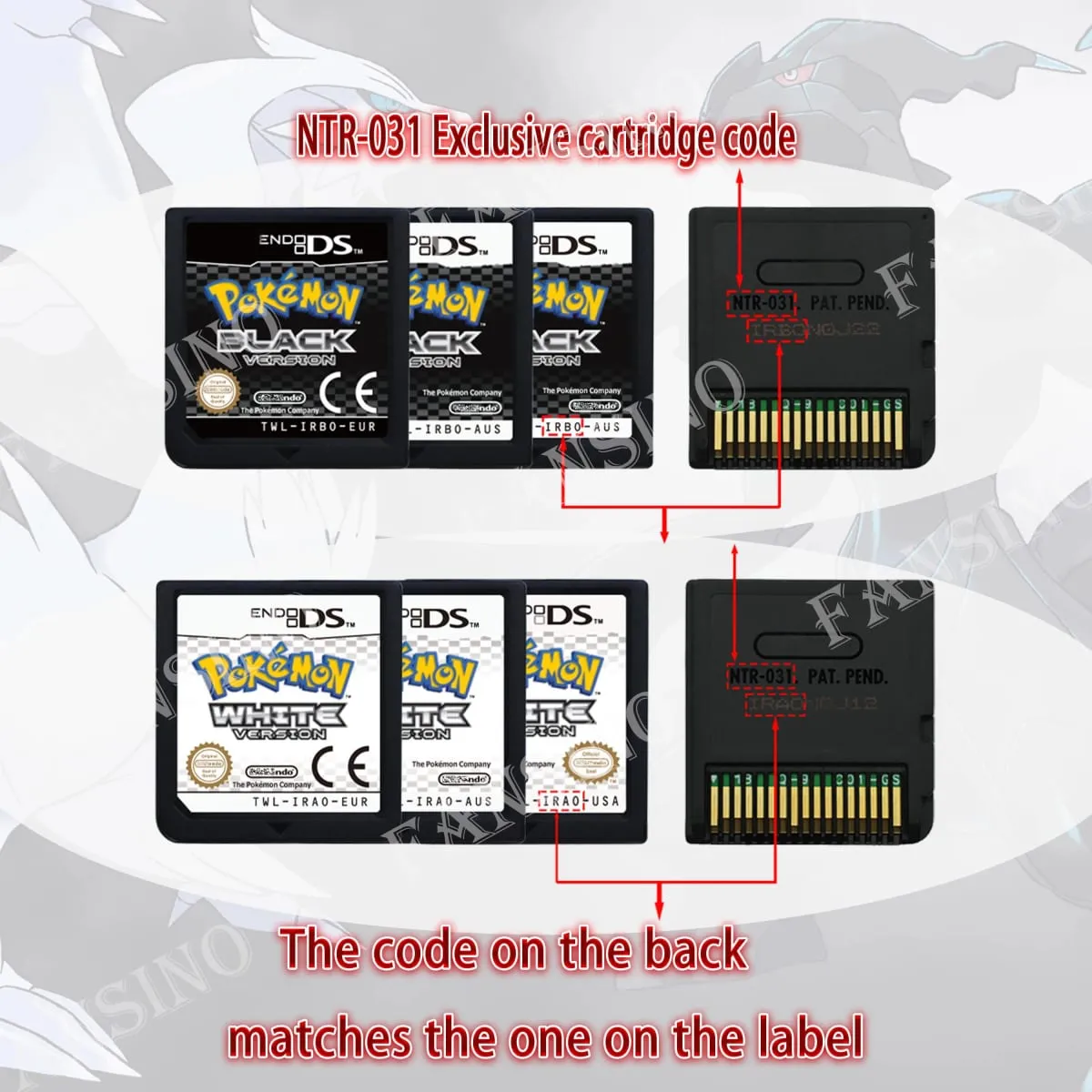 (USA EUR AUS) Pokemon Black White 1/2 Version High Quality Authentic 1:1 Replica DS Video Game Cartridge For DS 2DS 3DS Console — image 6