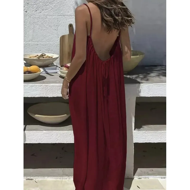 New Arrival Women's Strapless Backless Long Loose Home Dress Comfortable Sleepwear Casual Maxi Dress — image 1