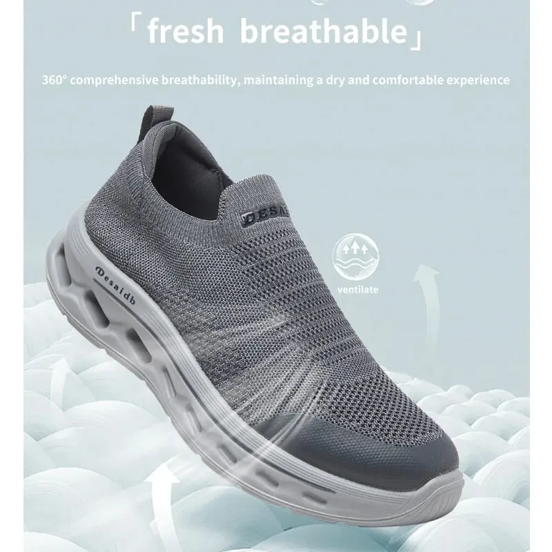 Desai Men's 2026 Autumn Mesh Slip-on Shoes Breathable Hollow Thick Sole Lightweight Casual Sneakers Walking Daily Footwear — image 3