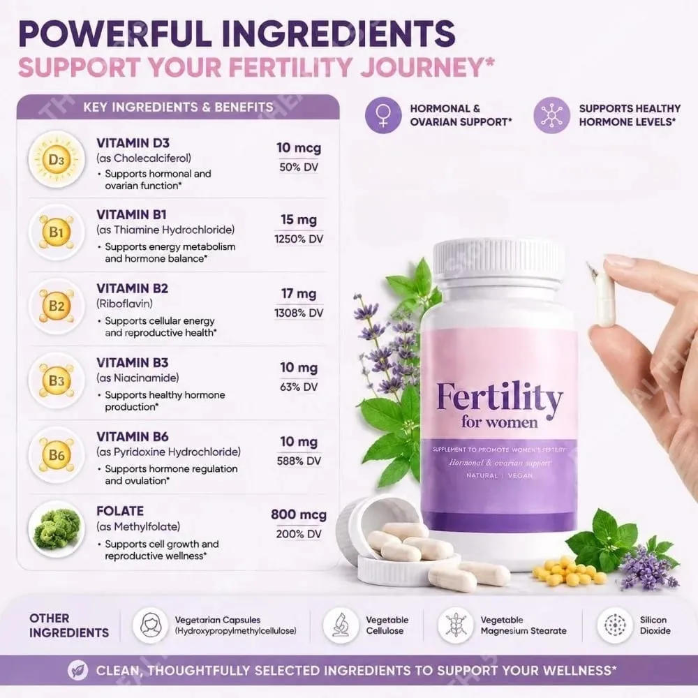 Fertility Capsules for Women Myo Inositol with Methylfolate & Multivitamins Hormonal & Ovarian Support Healthy Ovulation 60 Cts — image 5