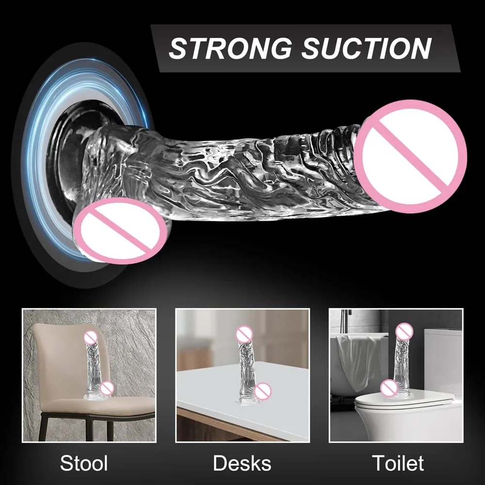 Makatotohanang Soft Dildo para sa mga Babaeng Baguhan Transparent na Ari na may Malakas na Suction Cup Hands-Free Play para sa Adult Sex Masturbator — image 3
