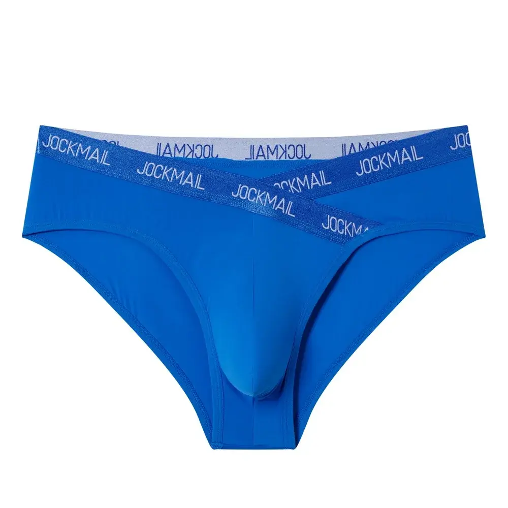 Jockmail Мужское нижнее белье с низкой талией Сексуальные спортивные дышащие летние трусы из ледяного шелка Большая сумка Нейлоновые однотонные мужские трусики — image 37