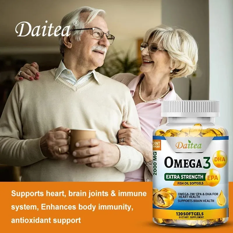 Daitea Omega-3-Fischöl – EPA und DHA 2000 mg – 60/120 Kapseln – allgemeine Gesundheit und Immununterstützung, gentechnikfrei, glutenfrei — image 4