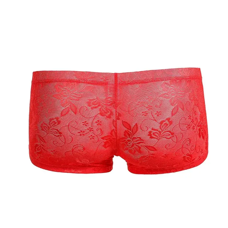 Men's Ice Silk Transparent Floral Lace Boxer Briefs Breathable Cool See-Through Underwear 5 Colors Available — image 9