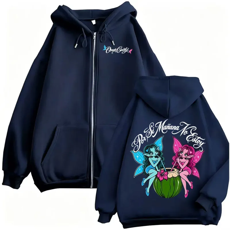 Omar Courtz Por Si Manana No Estoy Tour 2026 Merch Zipper Hoodies Men's Fashion Punk Harajuku Sweatshirt Jacket Coats Streetwear — image 4