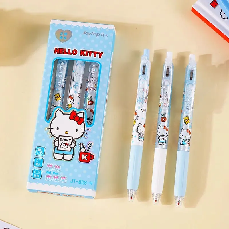 Genuine 3Pcs Kawaii Sanrio 0.5mm Gel Pens Cute Hello Kitty Cinnamoroll Kuromi Black Pen School Student Stationery Supplies Gifts — image 7