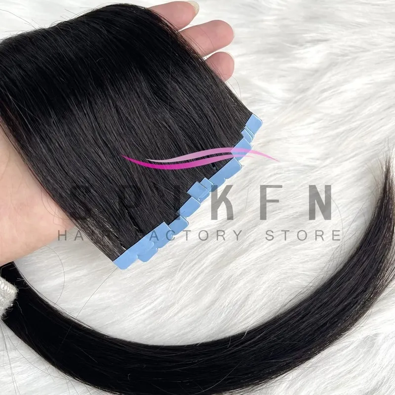 Mini Tape In Human Hair Extensions 12"-20" Machine Remy Skin Weft Adhesive Tape Hair Natural Black Tape Ons 10pcs for Women — image 8