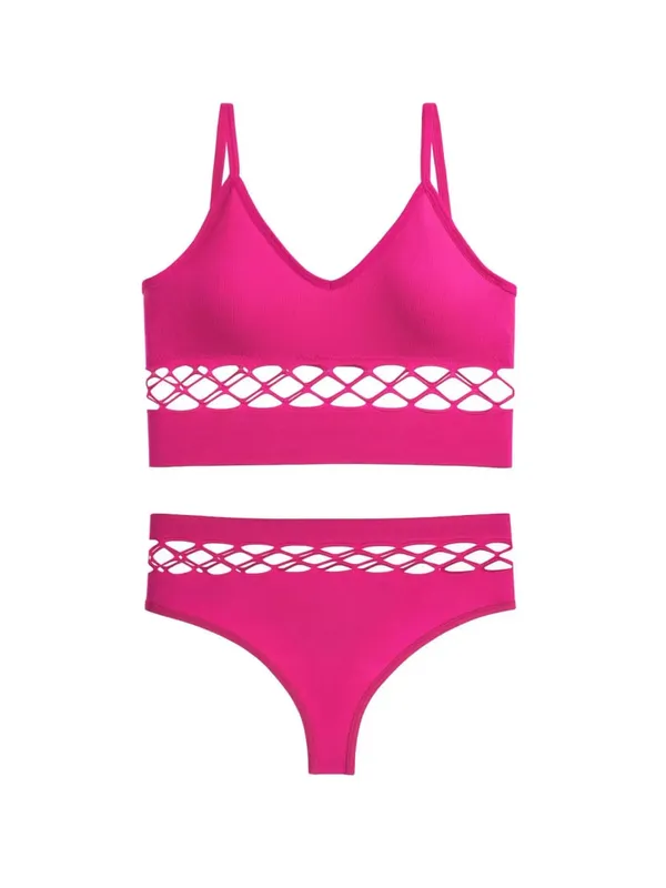 Thin Hollow Out Lingerie Set for Women Wireless Small Bust Push Up Bra Plus Size Breathable Sports Camisole Vest — image 11