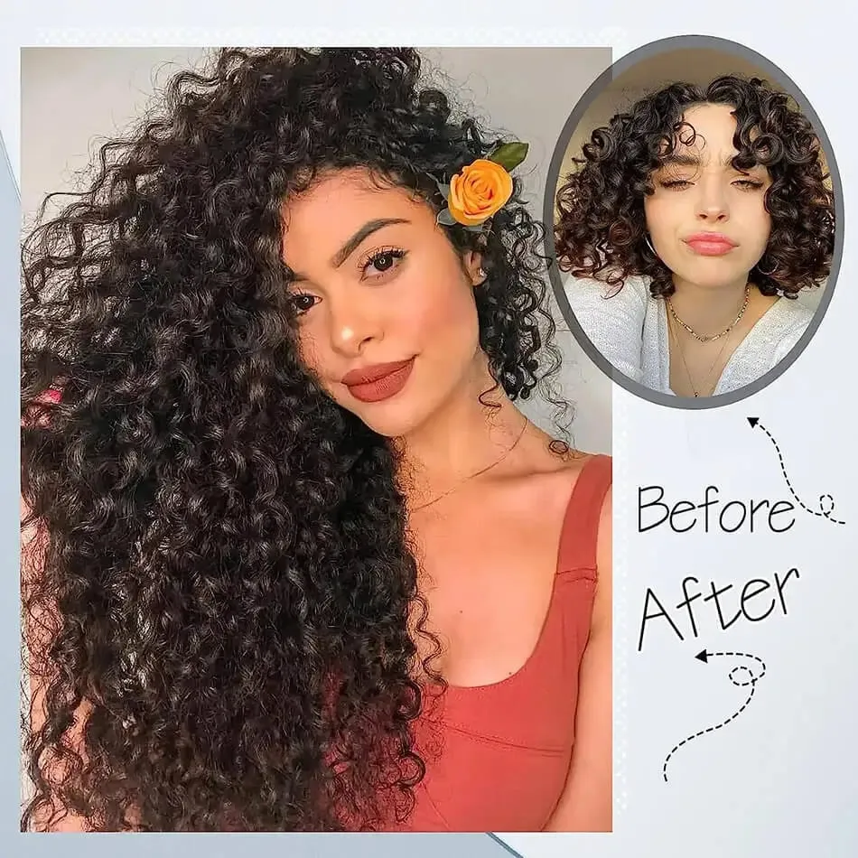 26'' Synthetic Jerry Curly Hair Extensions Double Weft Clip-In Full Head 6PCS/Set Organic Ice Silk Hairpiece Black/Brown 160g — image 5