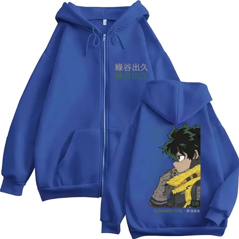 Anime My Hero Academia Deku Izuku Midoriya Zip Up Hoodies Men Women Fashion Harajuku Sportwear Casual Oversized Fleece Jackets — image 13