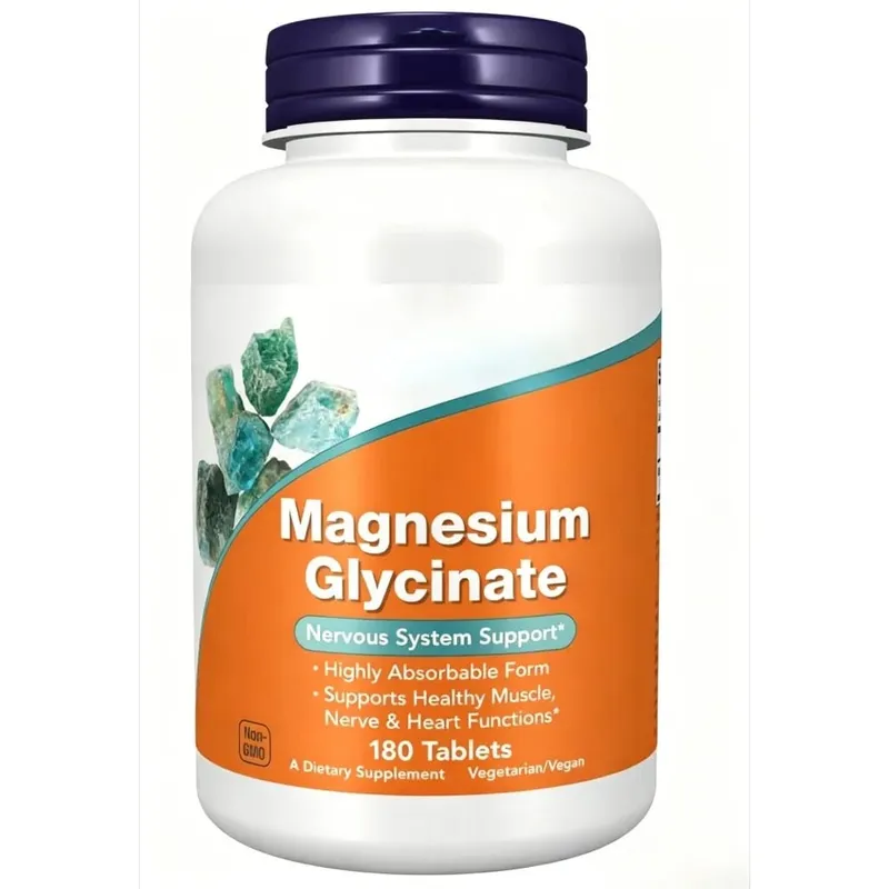 Suplemen Magnesium Glycinate 180 Tablet Chelated Bisglycinate Tablet Pemakanan untuk Lelaki & Wanita Sokongan Mineral Harian Lembut