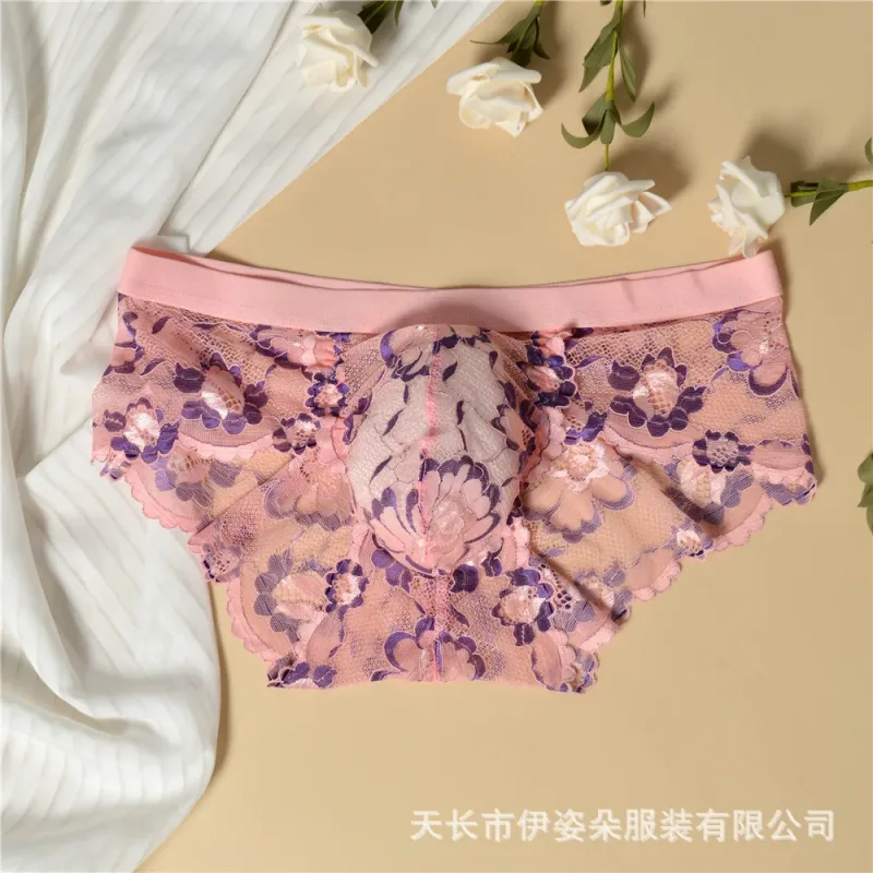 Lace Sexy Underwear Smooth Mens Pouch Panties Perspective Thin Floral Man Briefs Temptation Mesh Low Rise Breathable Underpants — image 15