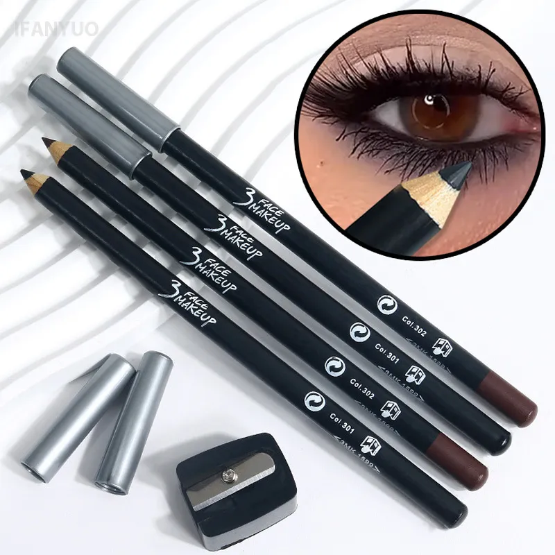 1/12pc à prova dwaterproof água preto marrom lápis de olho-prova de manchas de longa duração iniciante-amigável suave alta pigmentação punk maquiagem dos olhos — image 2