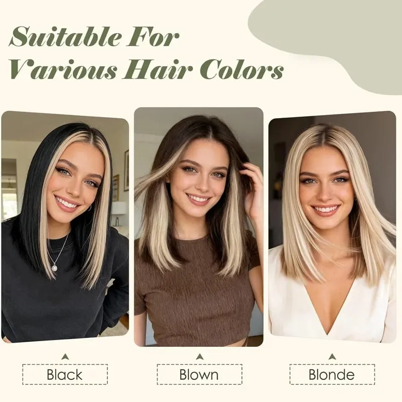 6PCS 6 Clips In Synthetic Hair Extensions Black Color Dark Blonde Short Straight Highlights Hairpin Hairpiece For Women — image 4